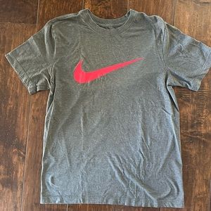 NIKE - Mens Size S Tshirt - Dark Grey with Red Swoosh. Very soft